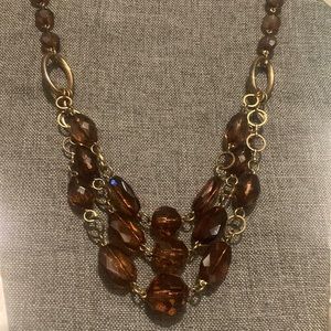 Beautiful gold and brown jeweled vintage necklace